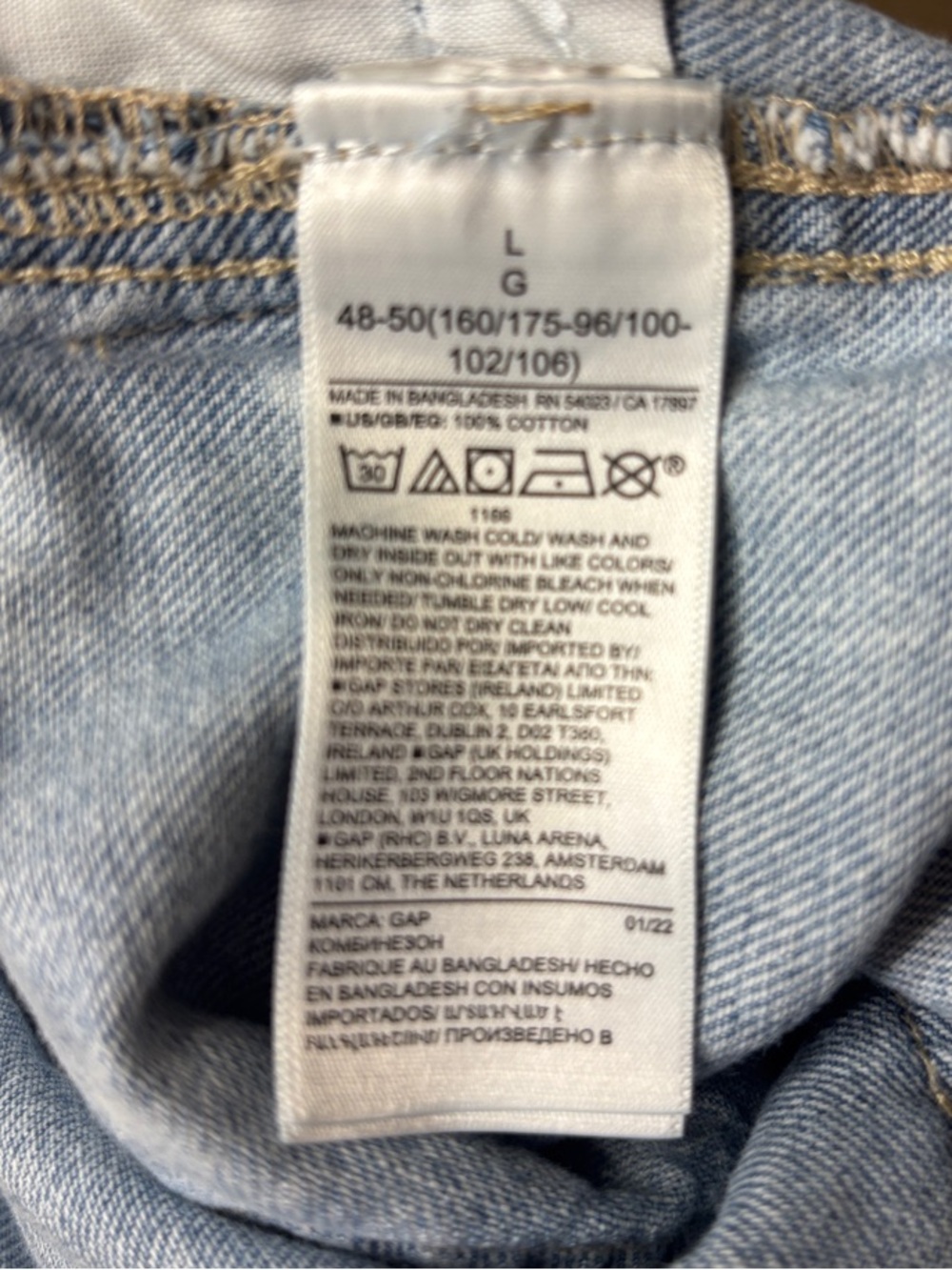GAP Washed Light Blue Denim Short Overalls - Picture 6 of 6
